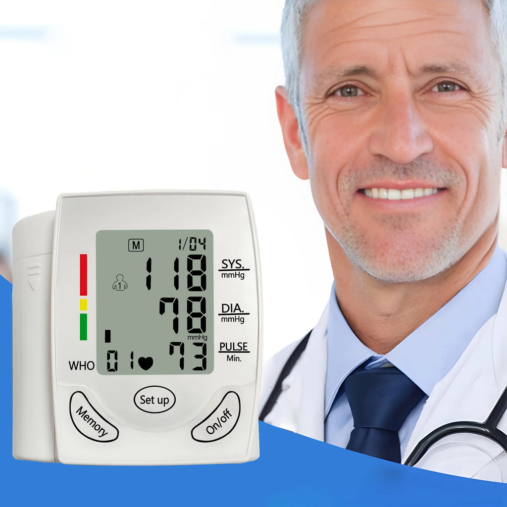 Wrist Blood Pressure Monitor Tonometer Tensiometer Automatic Digital Pulsometer Sphygmomanometer Health Monitor
