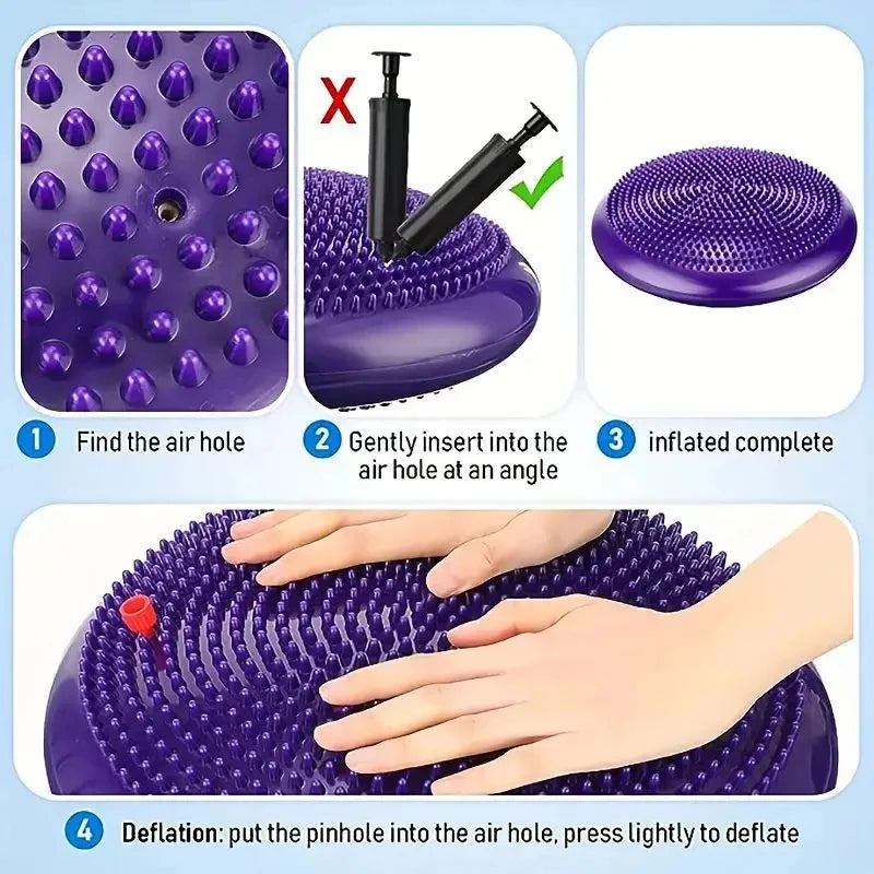 Anti-burst Inflatable Balance Pad Thickened Massage Cushion for Yoga Pilates Physical Therapy Workout