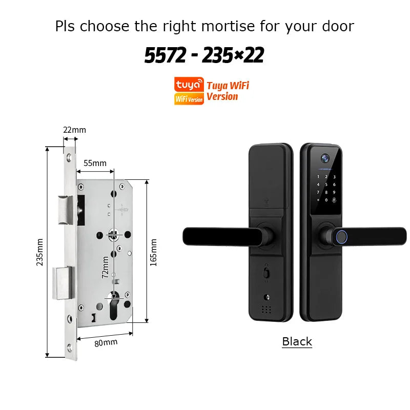 YRHAND Tuya Wifi fechadura eletronica digital Smart Door Lock With Biometric Camera Fingerprint Smart Card Password For home
