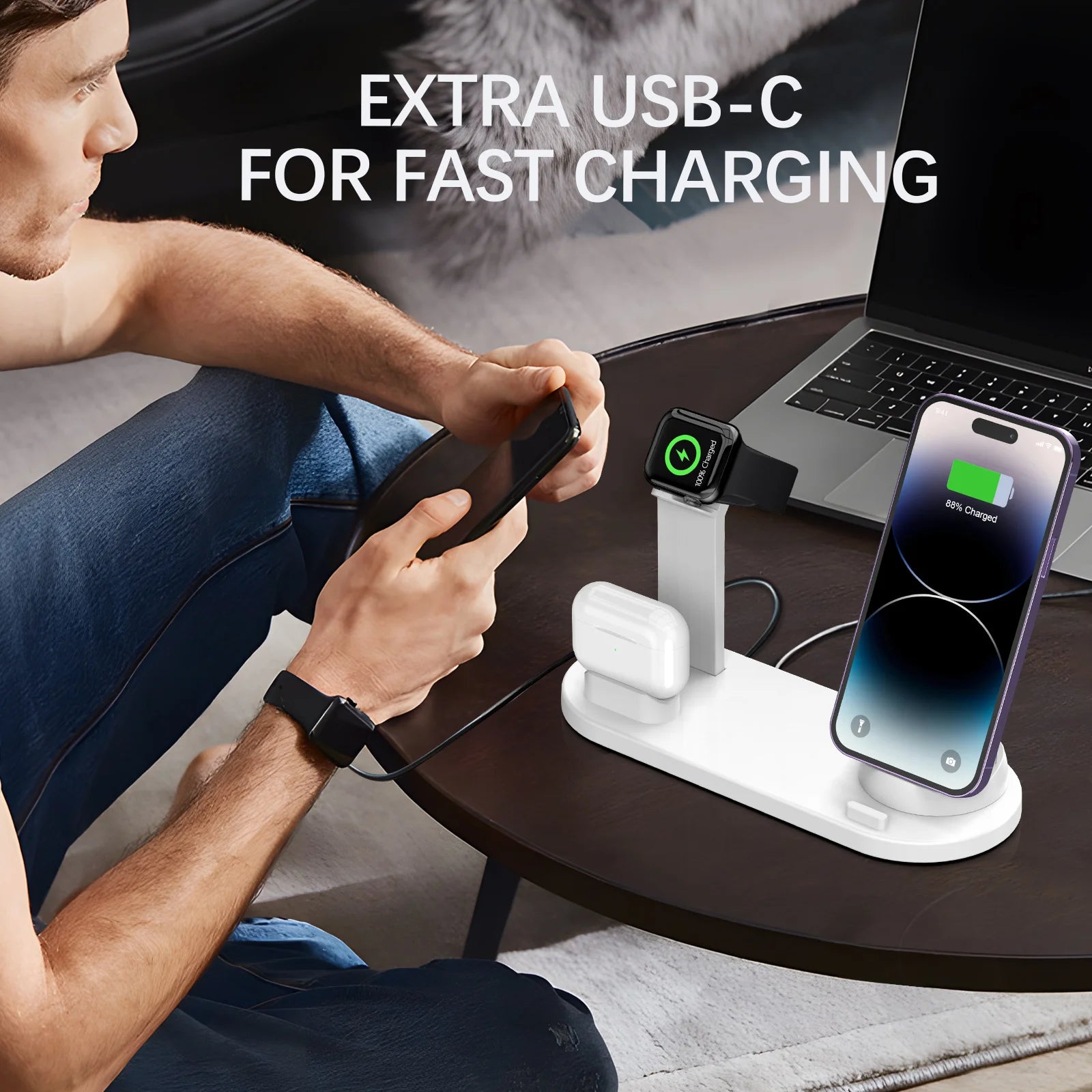 Wireless Charger for iPhone 17-12 & AirPods, Qi Certified Multi-Device Pad Tidesmit