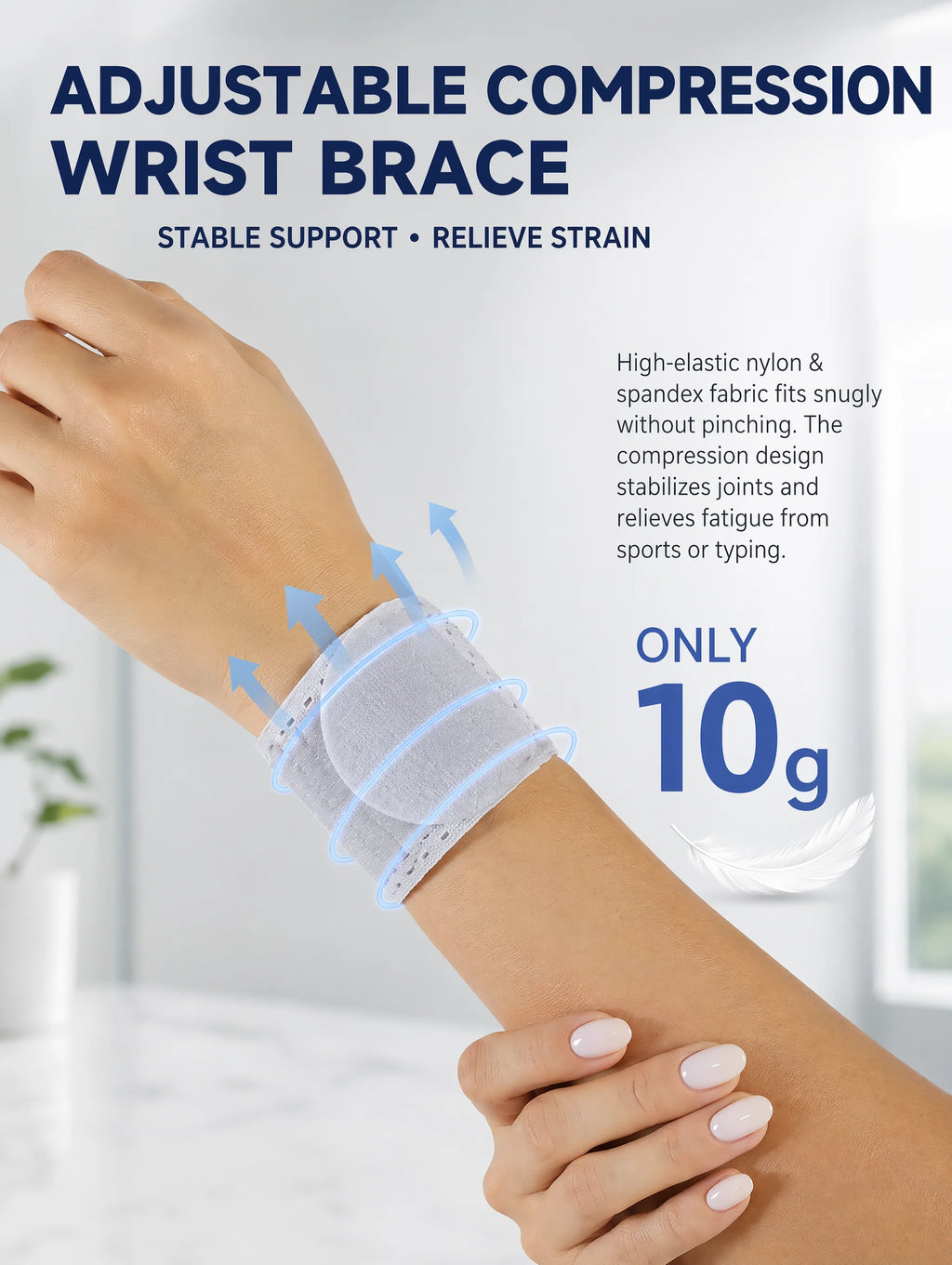 VBOSI Lightweight Compression Wrist Brace for Women, High Elastic Wrist Support for Tendonitis, Badminton Basketball Fitness