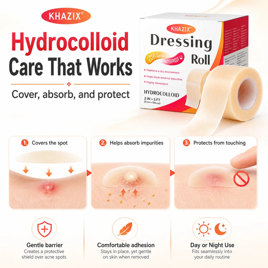 1 volume Hydrocolloid Pimple Patch Roll Cut-to-Size Acne Spot Cover, Invisible Blemish Tape Waterproof Face Care Sticker