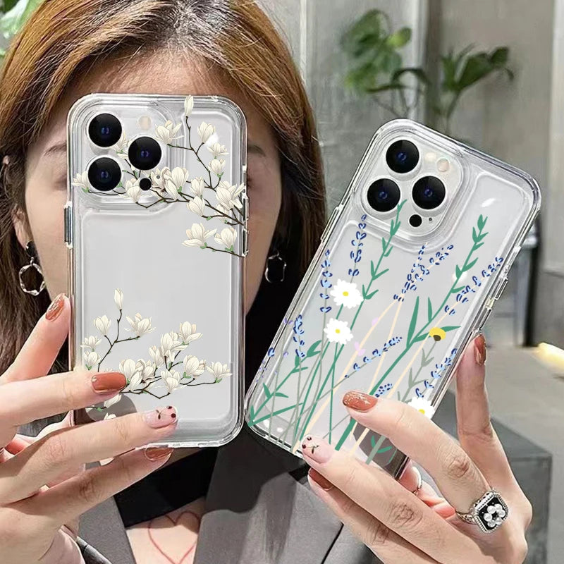 Redmi Note 14 Clear Case | Jasmine Floral Shock-Absorbing Slim Fit Cover Tidesmit