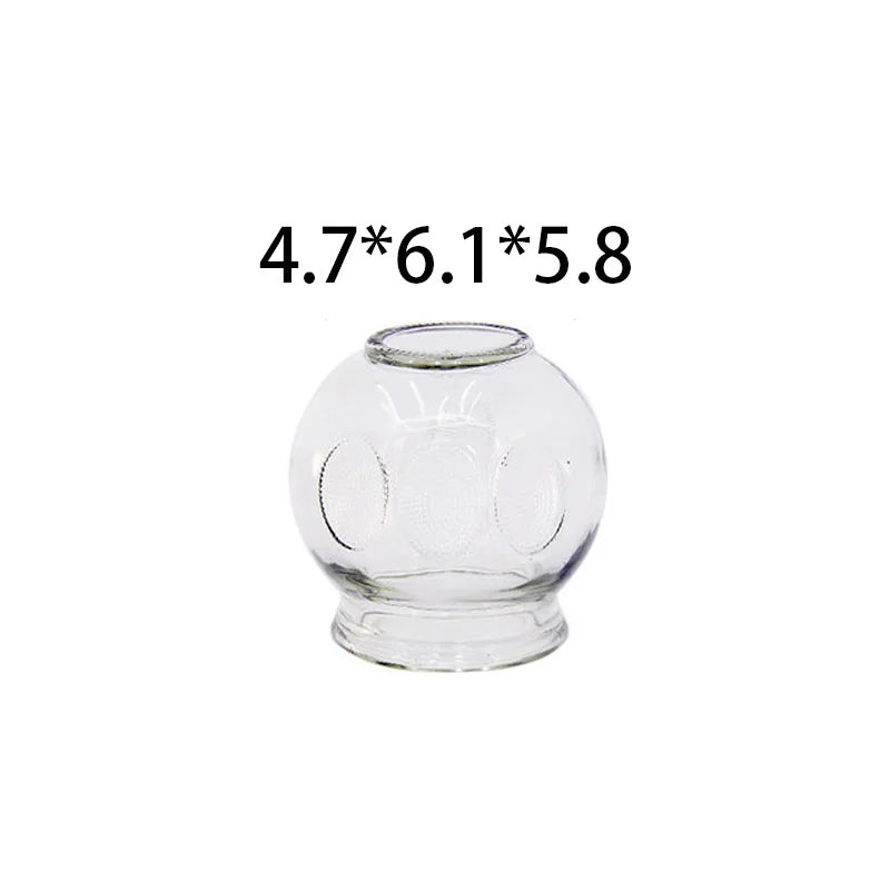 Durable extra thick glass fire cupping therapy cup for professional or home use with dimensions 4.7 x 6.1 x 5.8 cm.