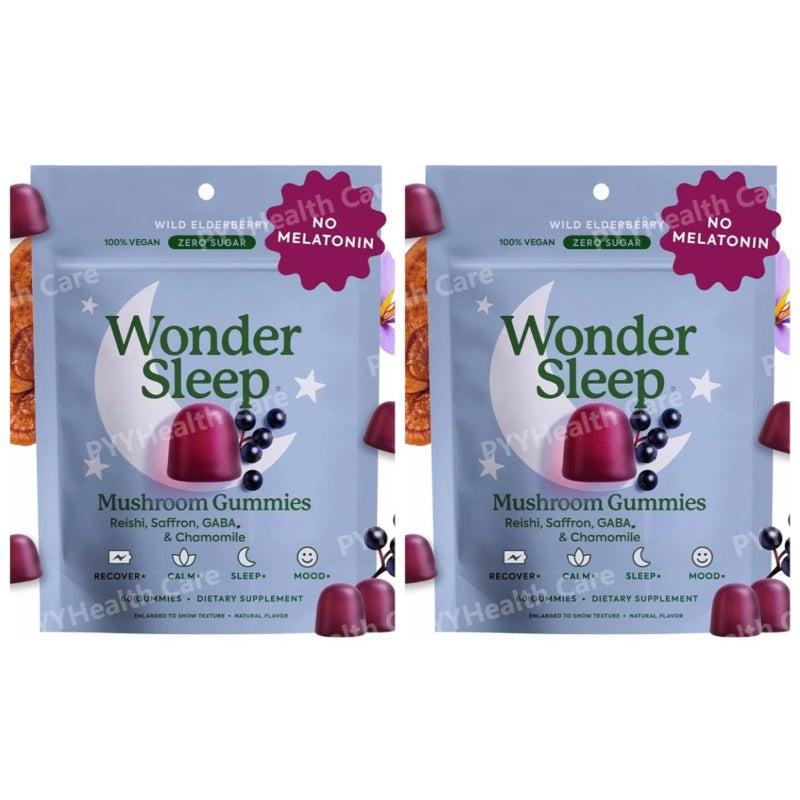 WonderSleep Mushroom Gummies Supplement for Sleep, No Melatonin with Reishi Super Mushrooms (60 Count)