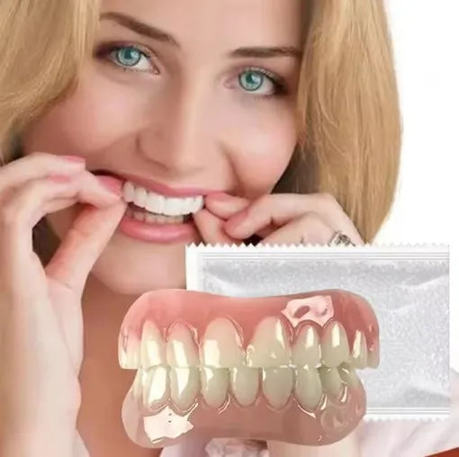 Flexible Silicone False Teeth Kit Comfortable Fit Secure Hold Realistic Appearance Upper Lower Dental Plate Replacement Dentures