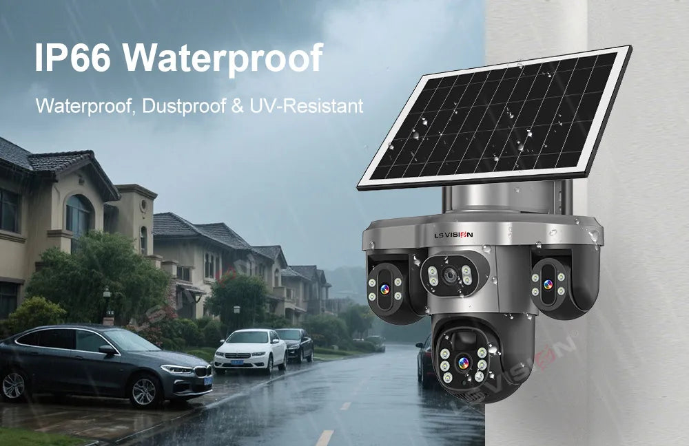 LS VISION 15MP 4G Wifi Solar Camera 3-Screen 10X Zoom PTZ 360°Rotatable PIR Human Detect CCTV Security Video IP Camara V380 Pro