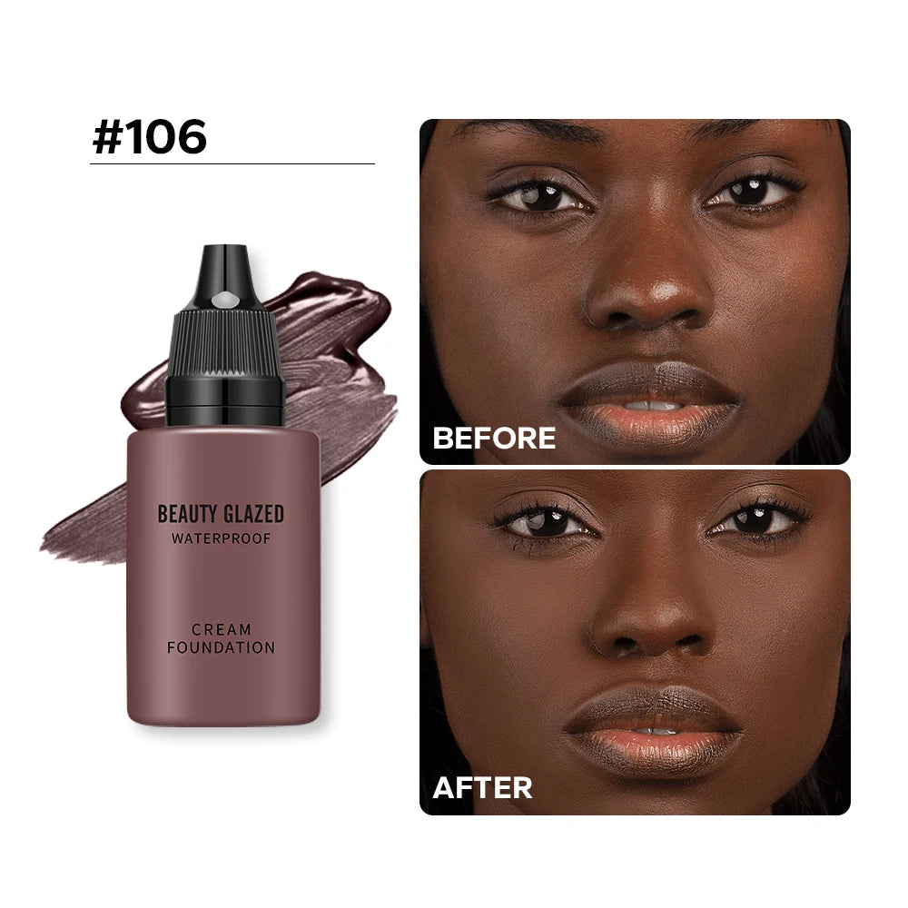 Tidesmit Beauty Glazed 24 Hour HD Full Cover Matte Liquid Foundation showing full coverage face makeup texture