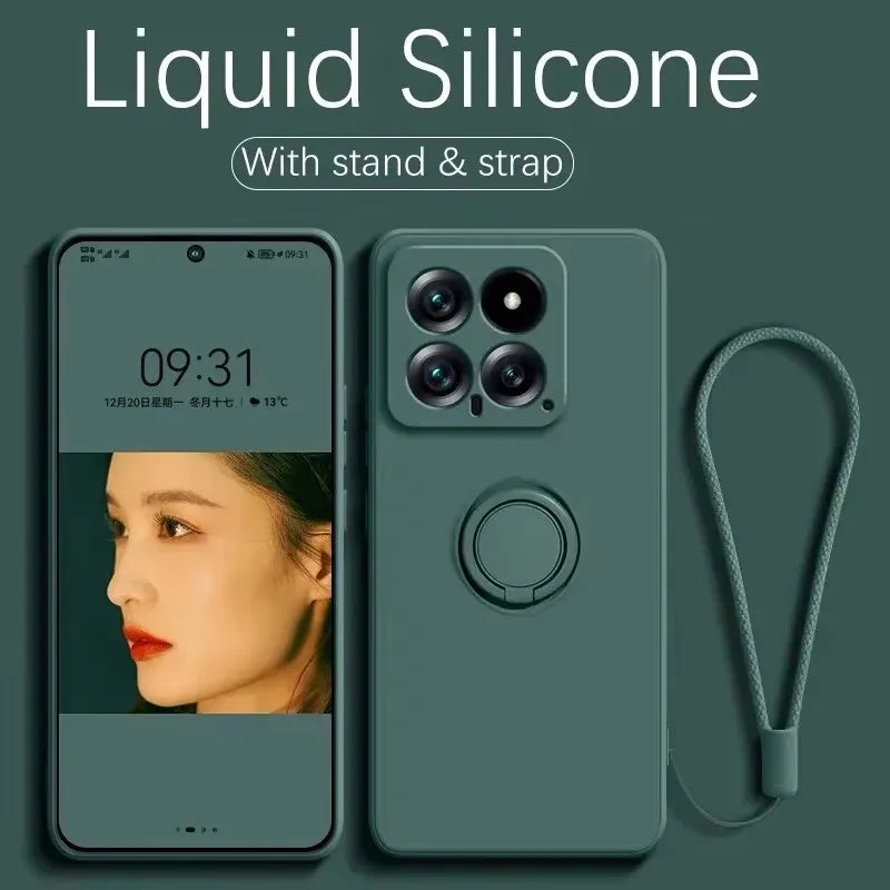 Magnetic Silicone Phone Case for Xiaomi Redmi with Kickstand Green Tidesmit