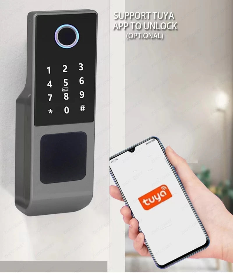 Waterproof Tuya Wifi Smart Lock Fingerprint RFID Card Passcode APP Remote Control TTLock Bluetooth Entry Electronic Rim Lock