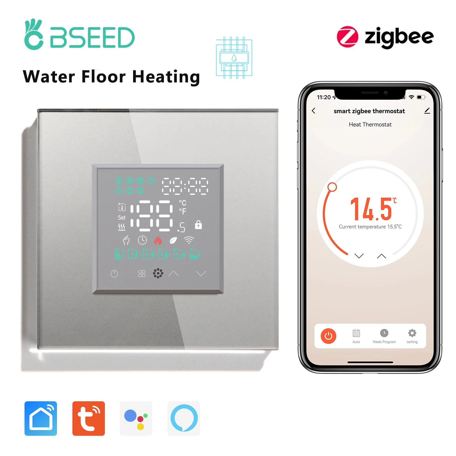 Smart ZigBee Floor Heating Thermostat | WiFi App Controlled HVAC Grey Water ZigBee Thermostat Tidesmit