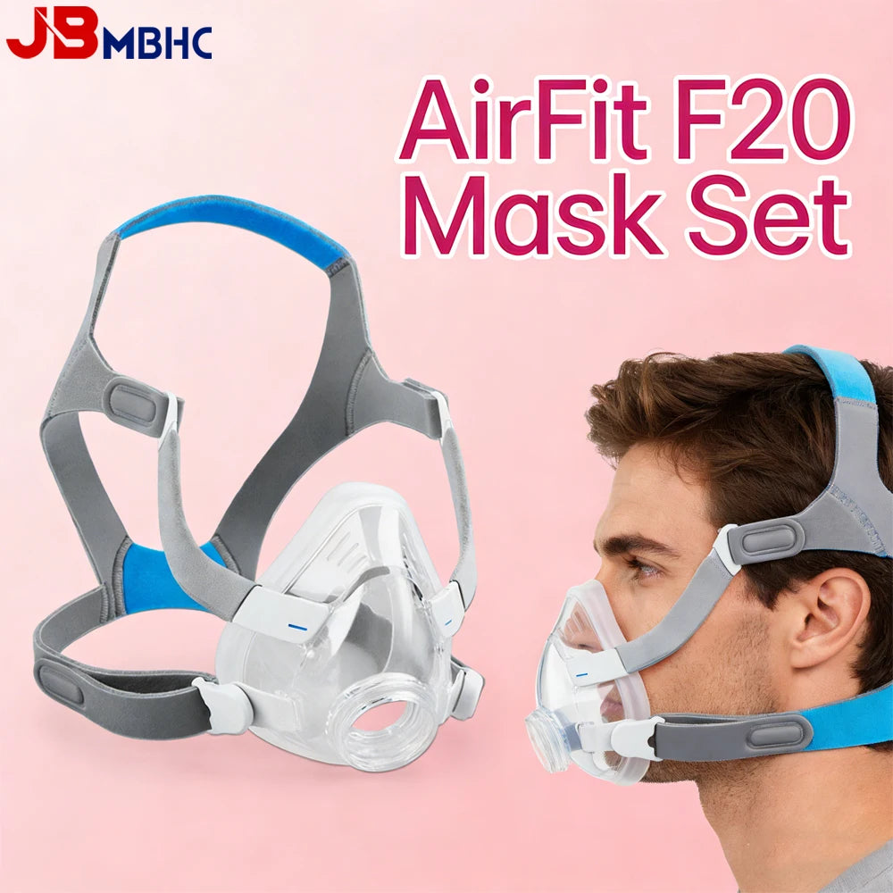 Complete AirFit F20 Full Face CPAP Mask Replacement Set Includes Mask Cushion, Headgear, Frame & Clips for Complete Mask Renewal