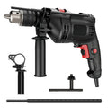 Electric screwdriver drill kit with side handle, drill chuck, and included accessories