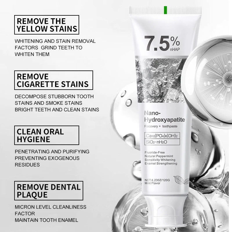 Tidesmit 7.5% Hydroxyphosphate gray stone whitening toothpaste for stain removal and long-lasting fresh breath