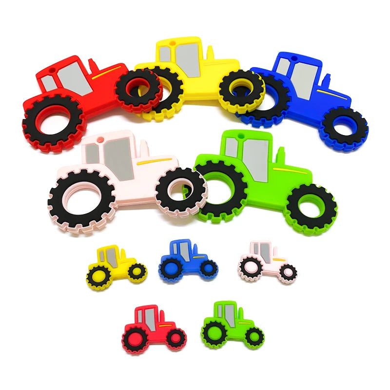 1set Silicone Tractor Baby Teether Rodent Bead Teething Toys Chewable Animal Shape Baby Products Nursing Gift