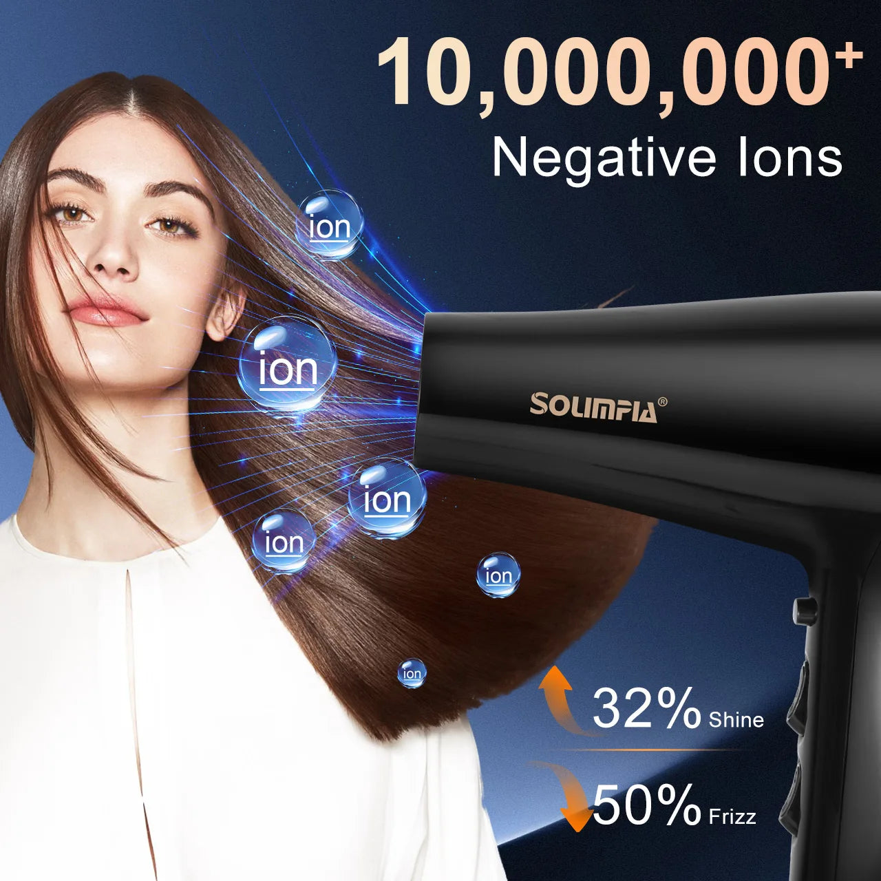 Black ionic salon hair dryer styling tool for professional, frizz-free, quick-drying results at home.