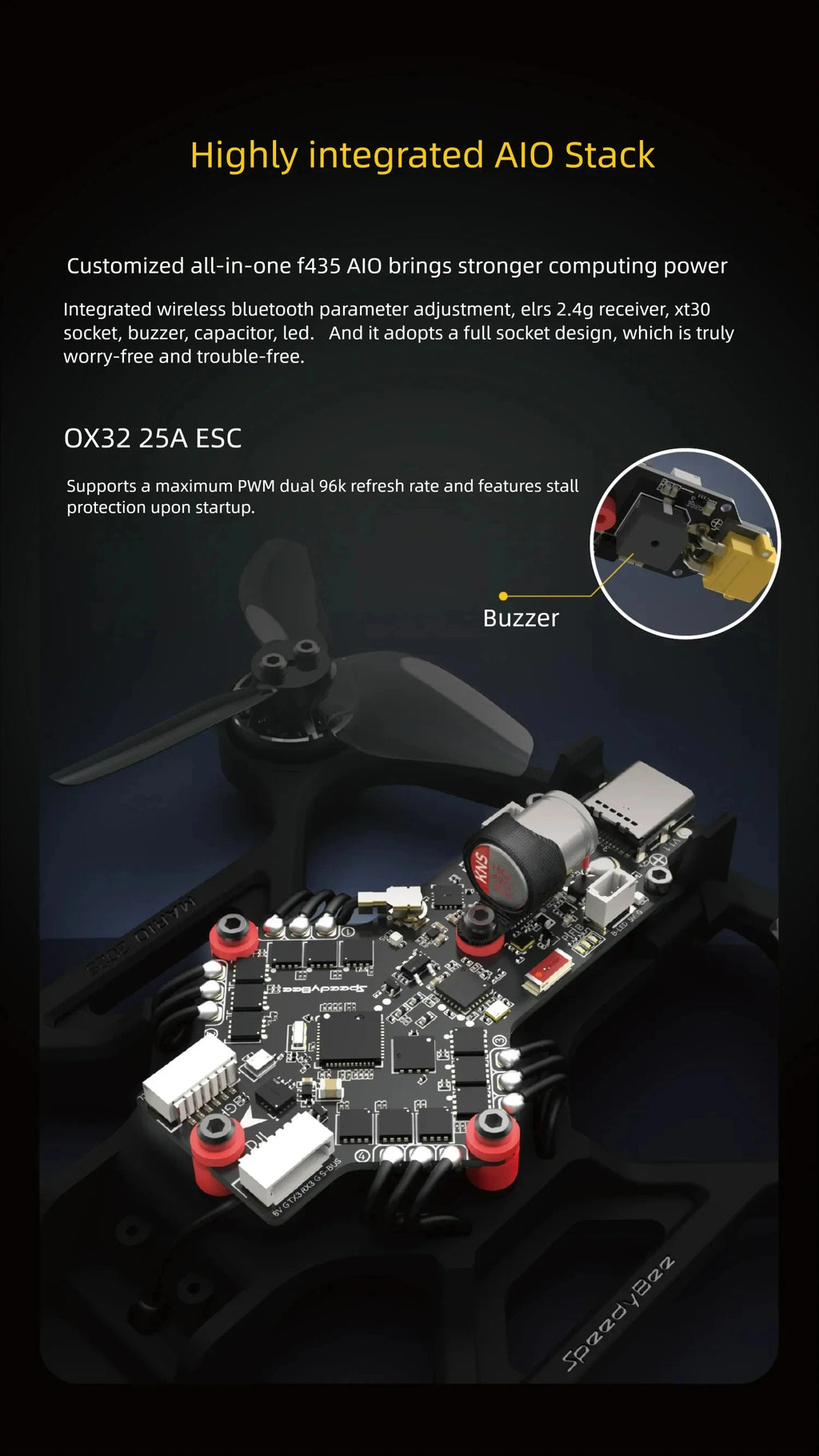 SpeedyBee Mario Mini25 2.5-inch FPV Cinewhoop Drone - ELRS 2.4G Tidesmit