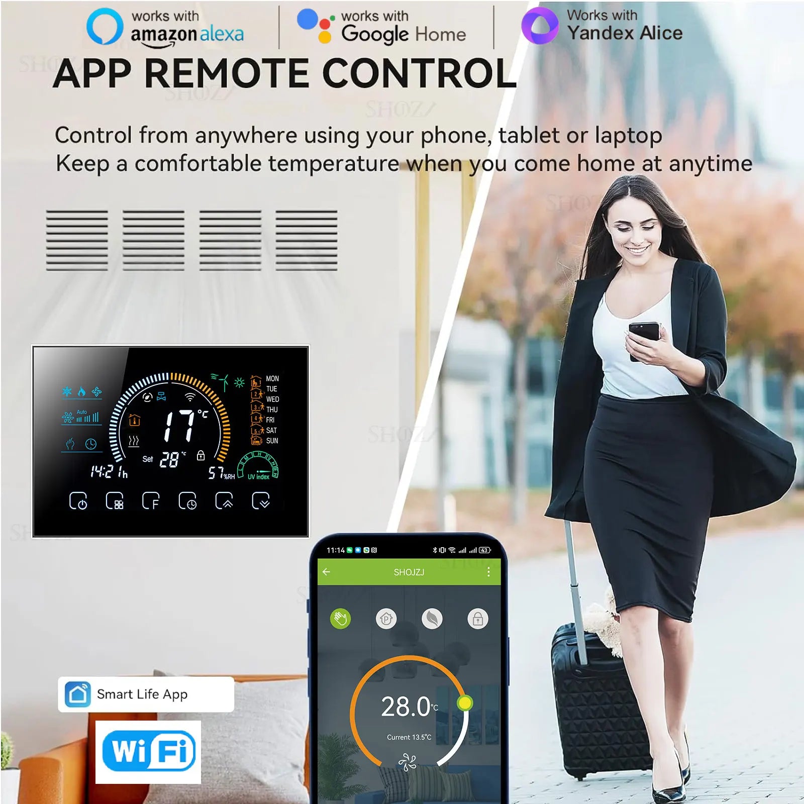 Wifi/RS485/Zigbee Thermostat Air Conditioning 3 Fan Coil Unit Home Cooling/Heating 2/4 Pipe Temperature Controller with Alexa