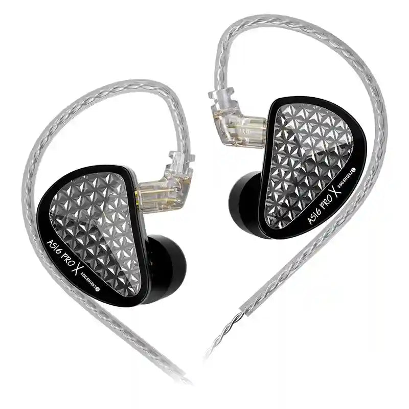 KZ AS16 Pro In-Ear Monitors | 16 Balanced Armature HiFi Earphones black no mic Tidesmit