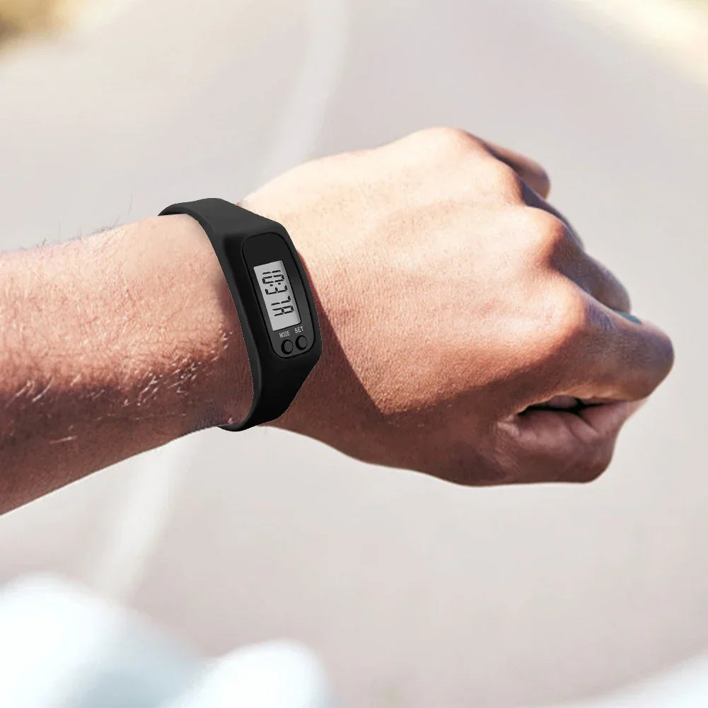1/2PCS LED Pedometer Bracelet Step Counter Watch with 12/24H Display Silicone Fitness Tracker Multi-Function Activity Band