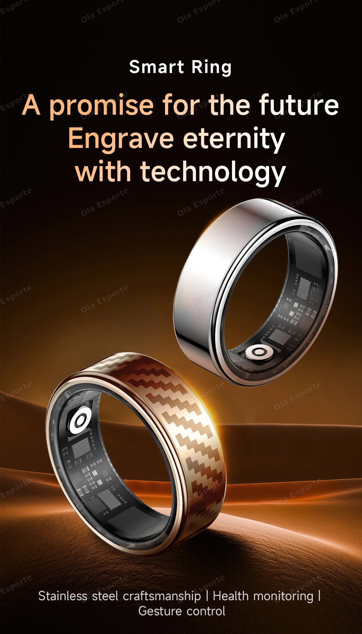 Newest Smart Ring Call Message Notification Hand Gestures Control Health Monitoring IP68 5ATM Waterproof Ring Men Women 2025 New