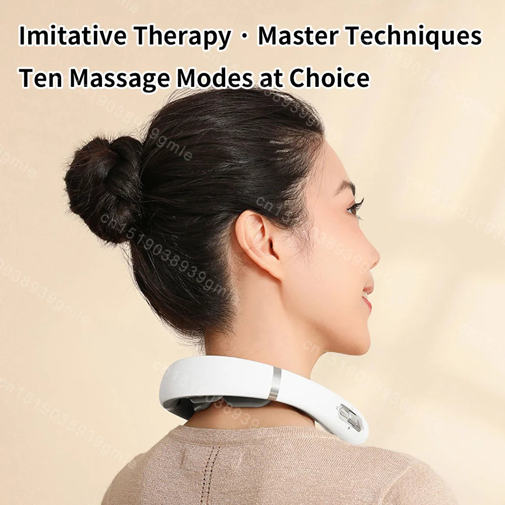 Electric Neck Massager with Heat and Shiatsu Therapy - Tidesmit White Relaxation Treatment Tidesmit