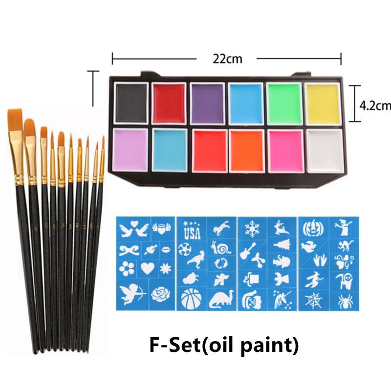 Tidesmit 12 color water-soluble face body paint palette for Halloween cosplay makeup party set detail view