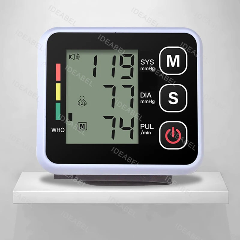Automatic Digital Blood Pressure Heart Monitor Tensiometer Wrist Cuff Manometer Sphygmomanometer BP Pulse Rate Meter Machine