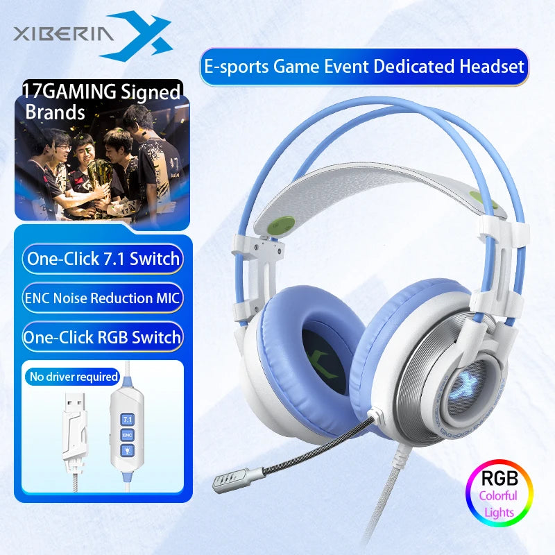 7.1 Surround Sound Gaming Headset with Noise Cancelling Mic - Tidesmit Blue Tidesmit