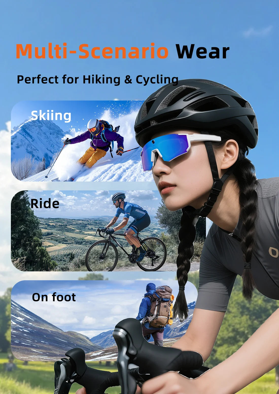 4K Camera Bluetooth Polarized Smart Glasses - UV400 Cycling Series Tidesmit