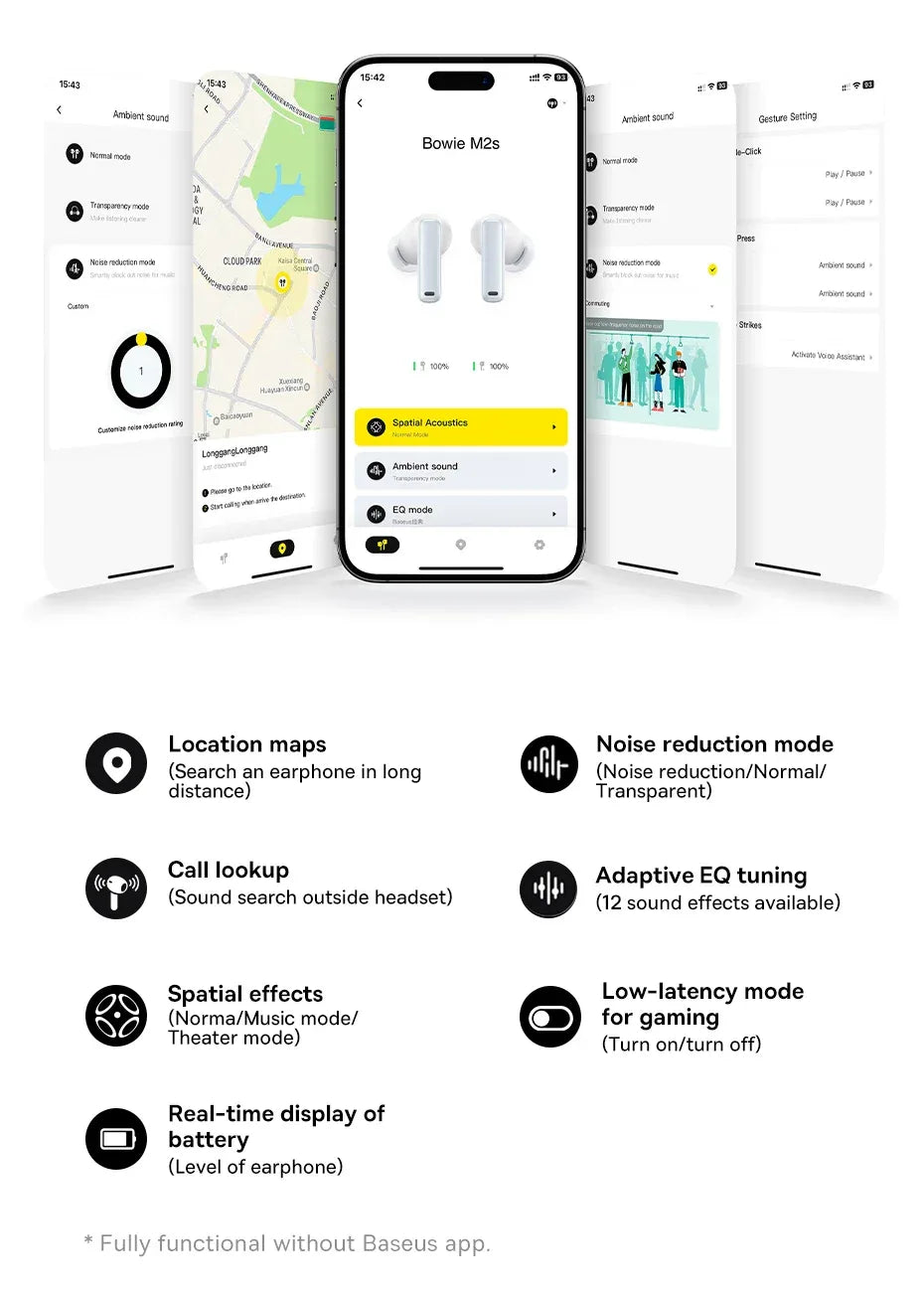 Tidesmit 48dB Active Noise Cancelling Wireless Earbuds - Bluetooth 5.3 Tidesmit