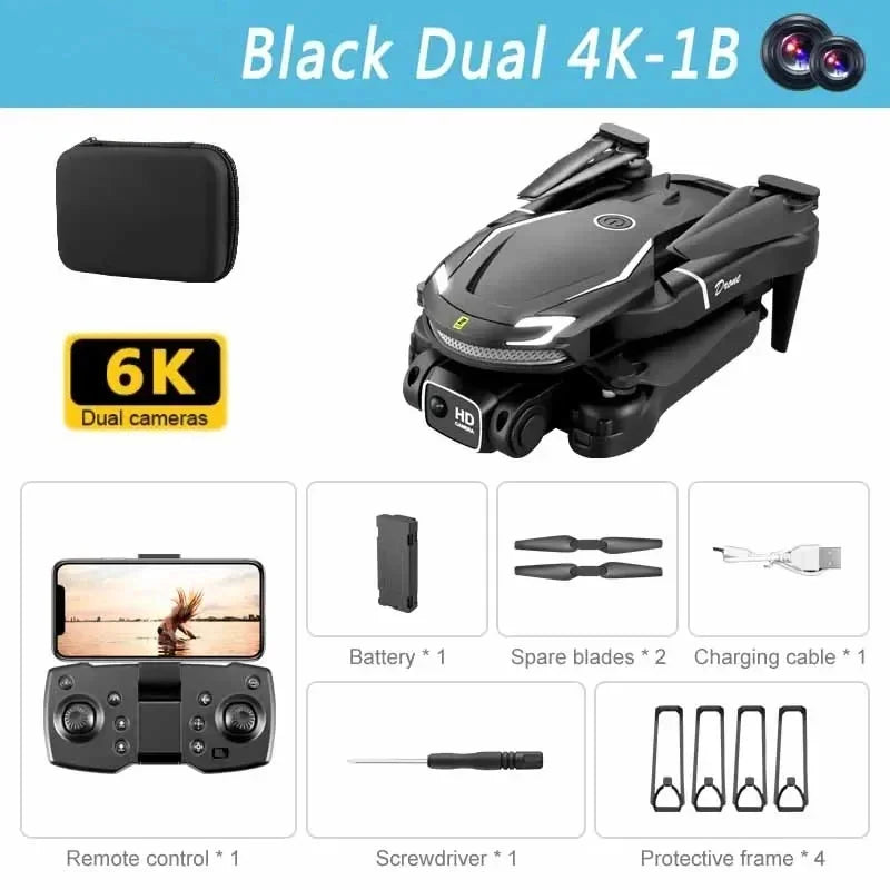 Tidesmit Camera Drone with Obstacle Avoidance - Foldable GPS Quadcopter Black Dual 6K-1B Tidesmit