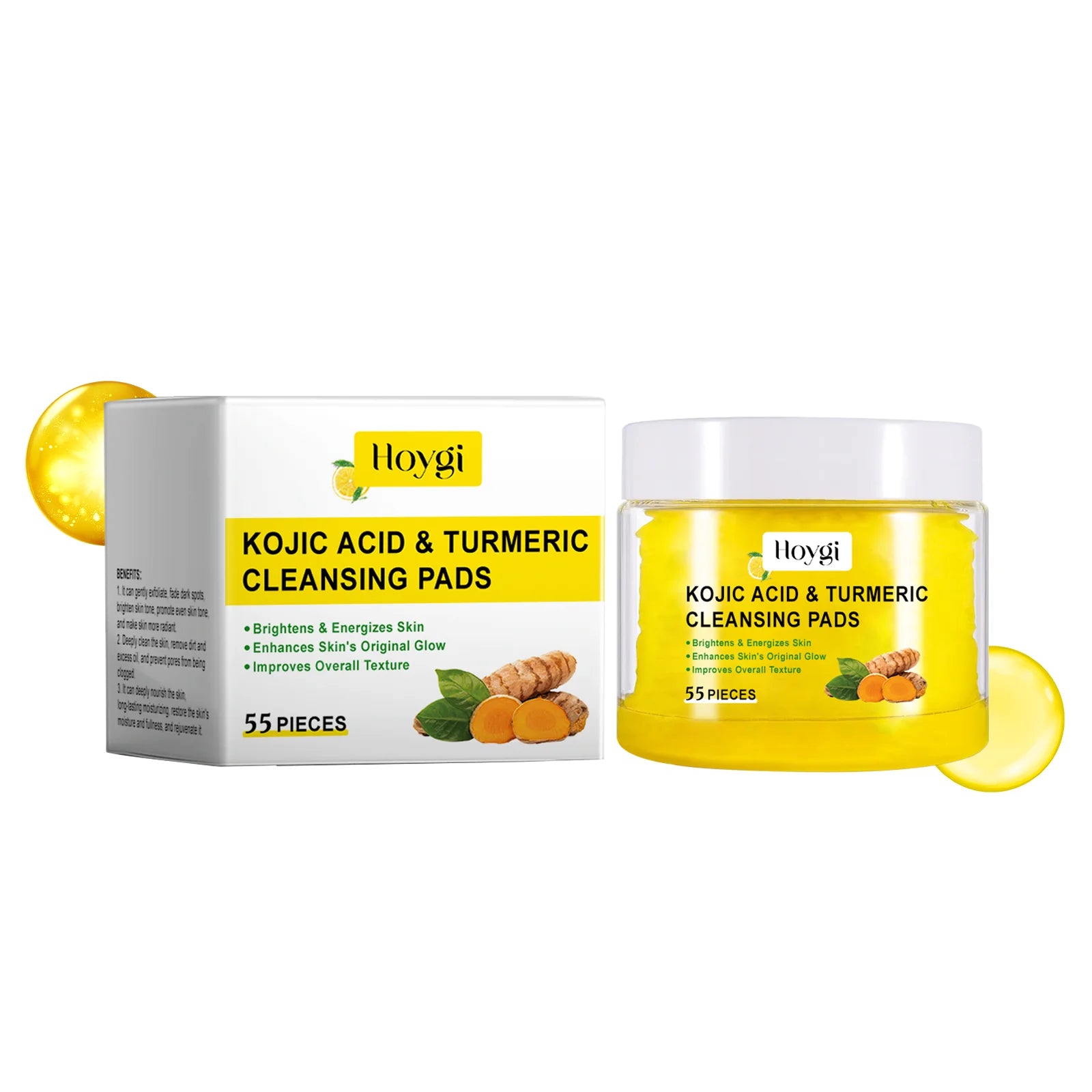 Turmeric Kojic Acid Cleansing Pads Exfoliating Pads Shrink Pores Removing Dead Skin Smooth Brightening Skin Face Cleansing