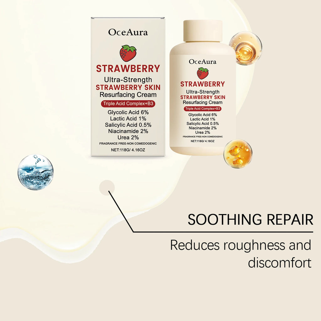 Strawberry Glow Body Cream with Niacinamide Salicylic Acid Exfoliating Moisturizer Smooth Skin Non Greasy Hydrating Holiday Gift