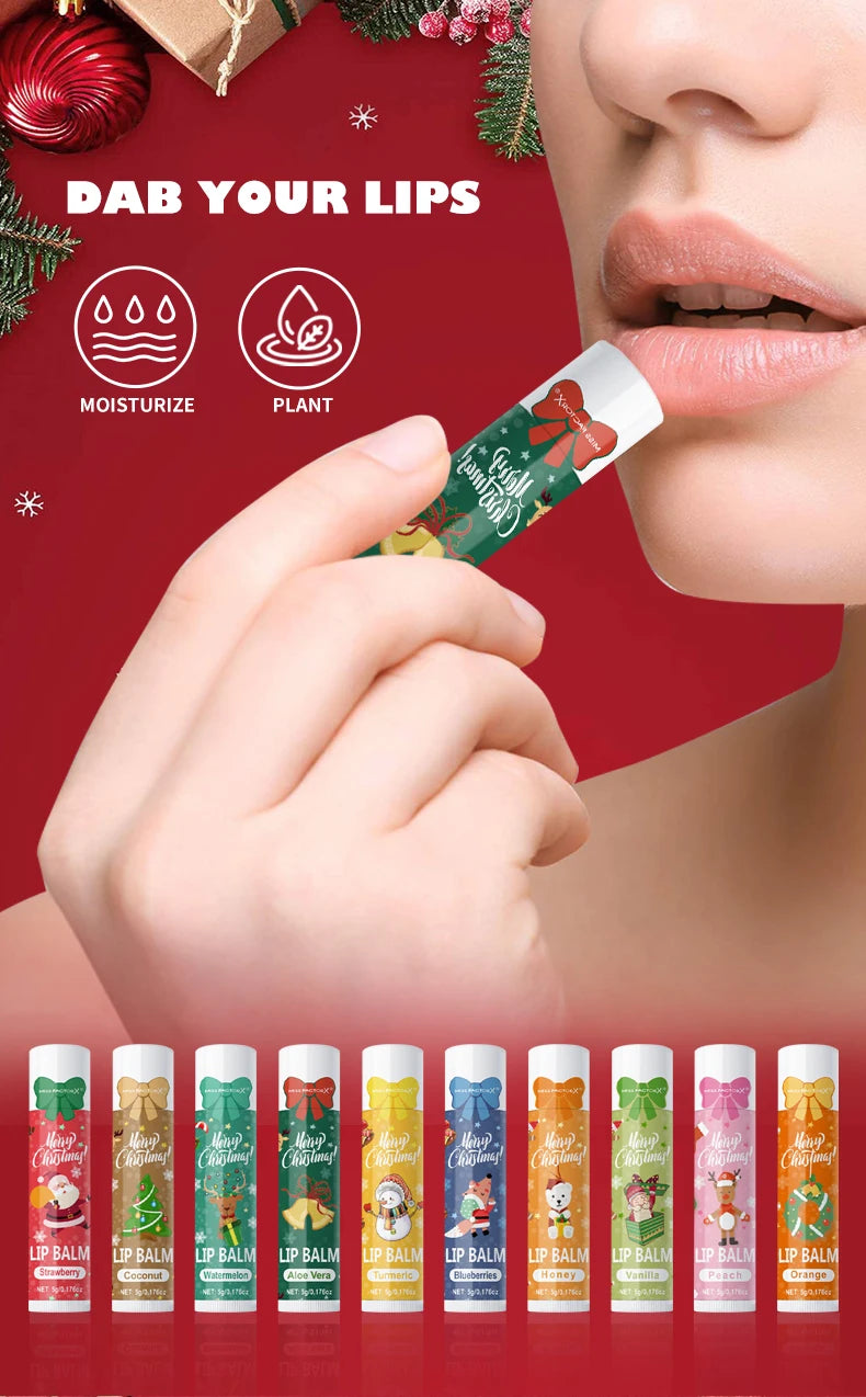 Hydrating Lip Balm Gift Set - 10 Piece Nourishing Christmas Care Kit Lip Care Tidesmit