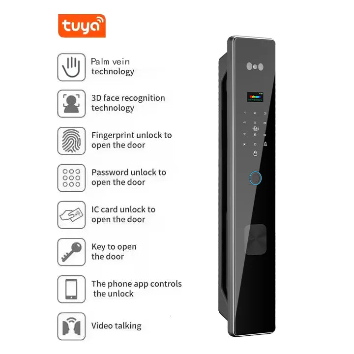 3D Face Recognition Digital Fingerprint Lock With Two-way Audio WiFi Camera Video Call APP Remote Unlock