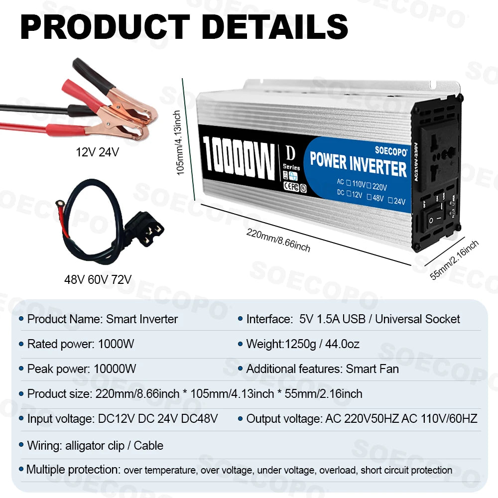 SOECOPO 10000W Solar Generator Kit, 12V to 110V/220V Inverter, 200W Panel, 100A Controller, for Off-Grid Home, RV & Camping