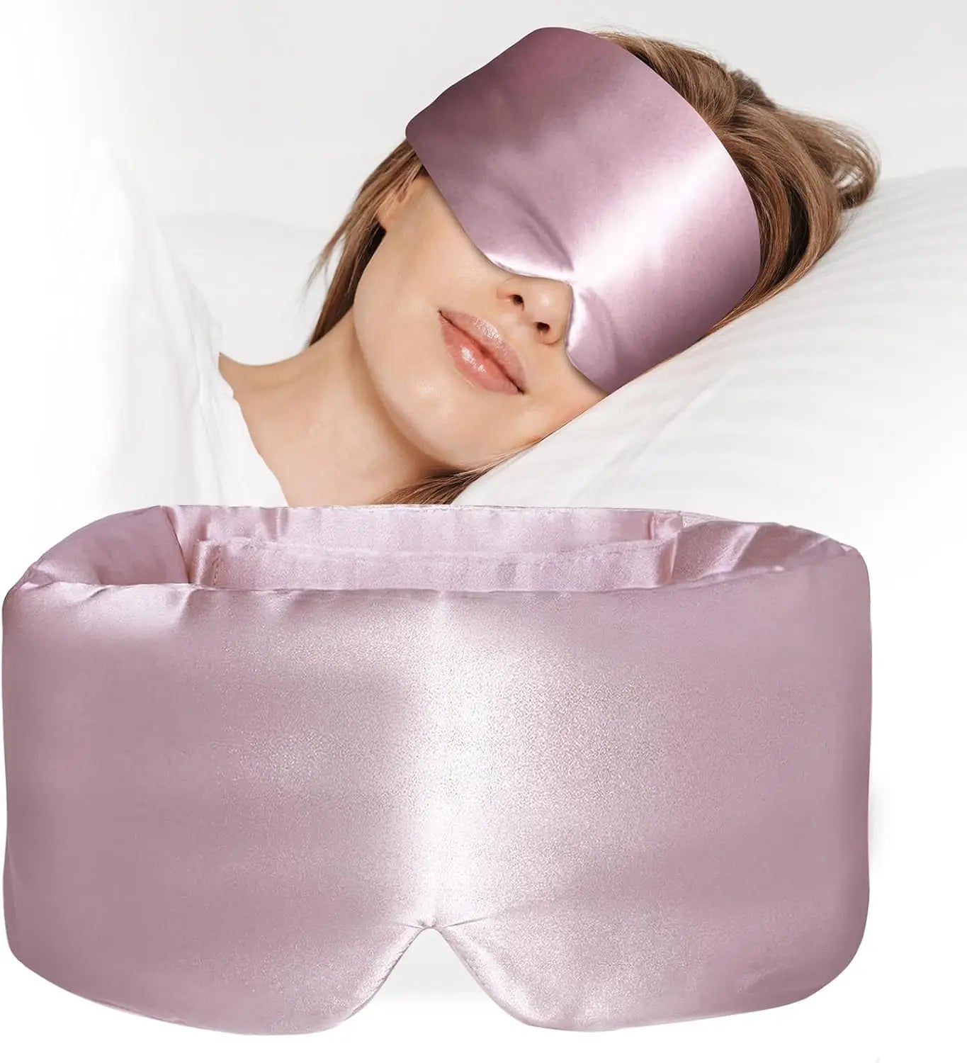 Silk Sleep Mask, Large Eye Cover for Sleeping, Comfortable and Pressure-Free Sleeping Masks for Women Men, Completely Blackout