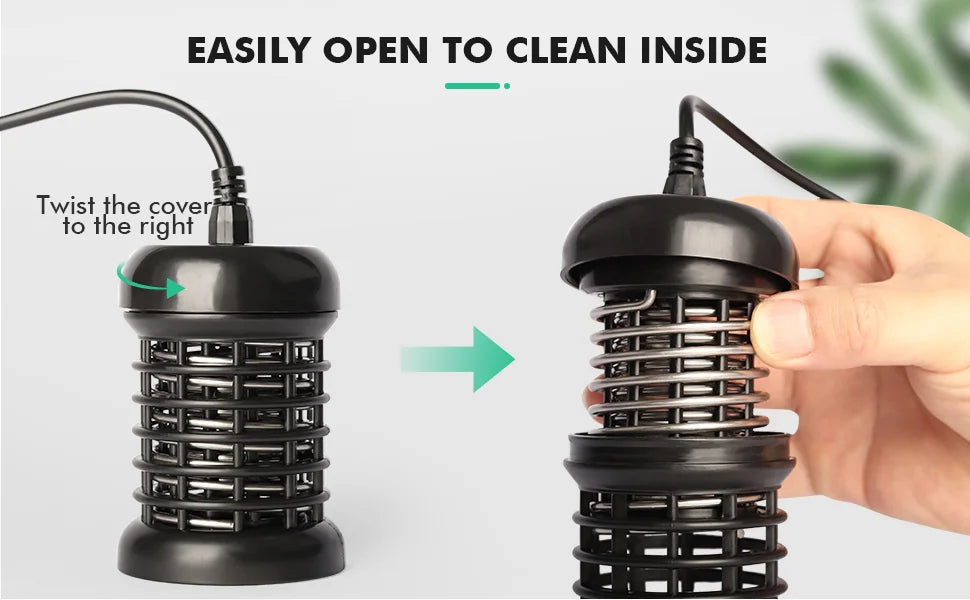 Black ionic foot spa detox array showing how to twist and open the casing for easy cleaning of stainless steel coils.