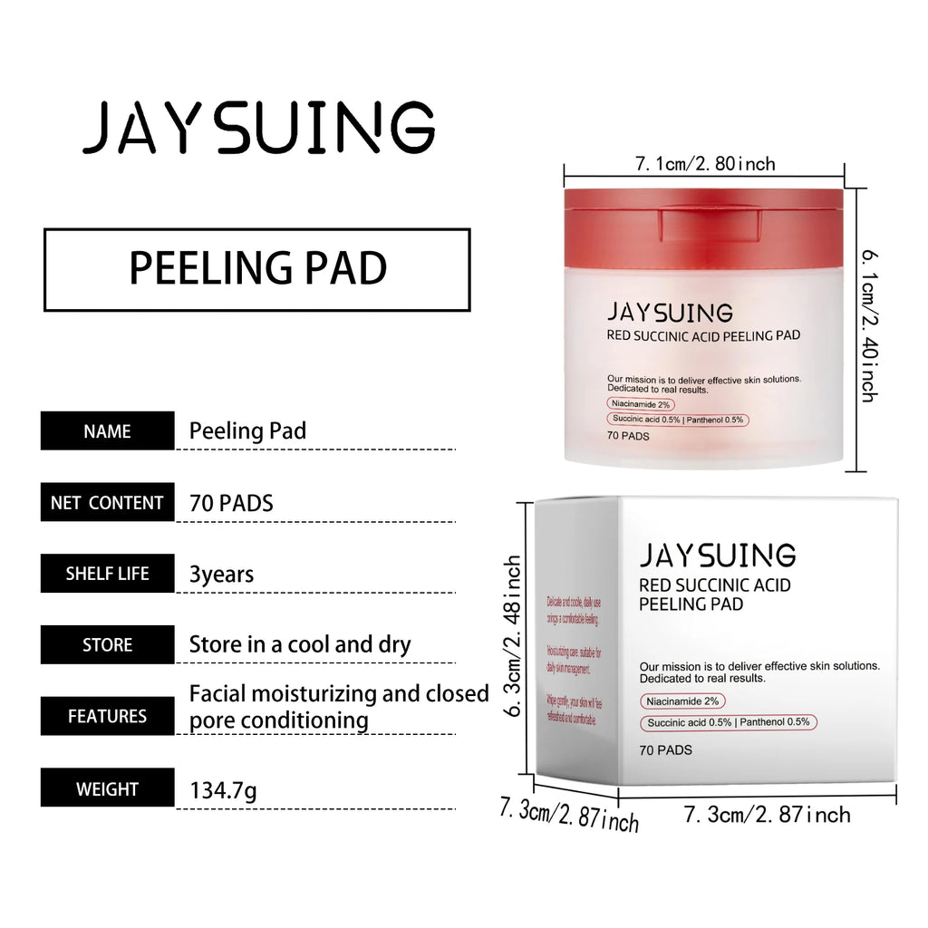 Succinic Acid Peeling Pads - Gentle Exfoliating Facial Treatment Scrubs Treatments Tidesmit