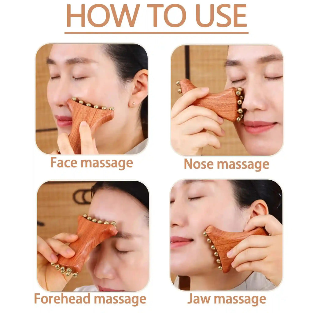 Lymphatic Face Massager Tool – Copper Wood Roller for Skin Firming Massage Roller Tidesmit