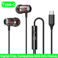 Wired Earbuds with Mic: 7.1 Surround Sound Type-C & 3.5mm AUX Type-C Black Tidesmit