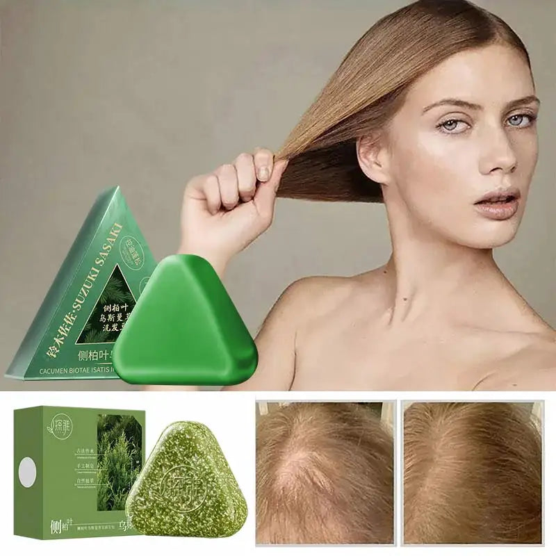 Herbal Handmade Shampoo Soap Arborvitae Usman Grass Anti-hair Loss Oil Control Dandruff Itching Herbal Fluffy Hair Follicle Soap