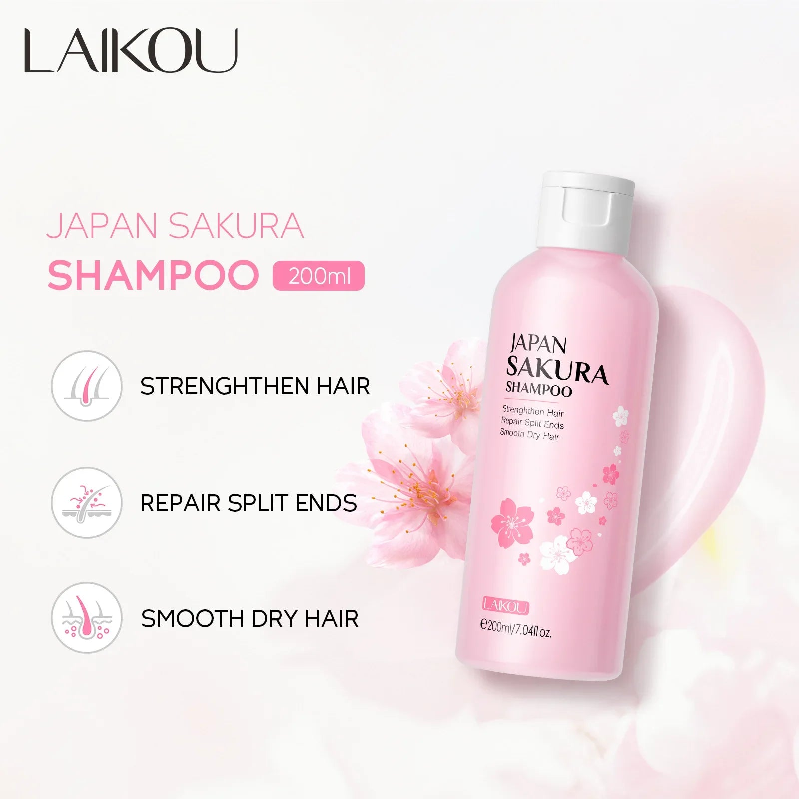LAIKOU Sakura Shampoo And Hair Conditioner Cherry Blossom Nourishing Repair Dry Hair Smooth Anti Frizz Moisturizing Hair Care