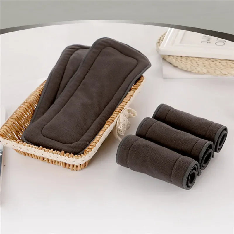 1PC Adult Diaper Insert 4/5-Layer Bamboo Charcoal High Absorption Washable Cloth Diapers Liner Reusable Nappies for Incontinent