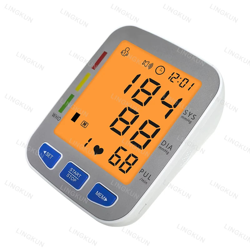 English/Spanish Voice Large Display Screen Rechargeable Automatic Tonometer Arm Blood Pressure Monitor Digital Tensiometer