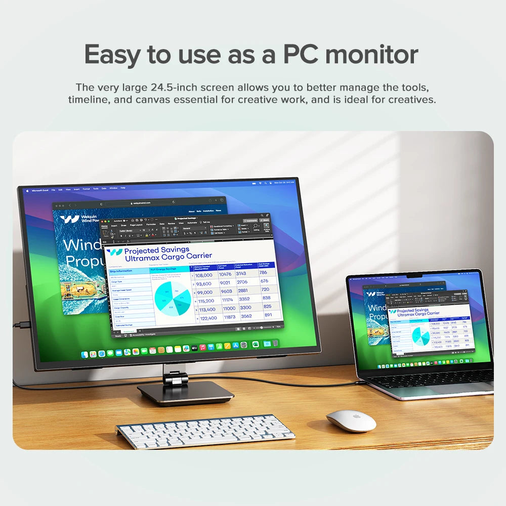 UPERFECT UMax 24 2K Desktop Monitor 24.5" 165Hz Wall Mounted IPS Display 2560x1440 HDR Freesync Gaming PC Laptop Extended Screen