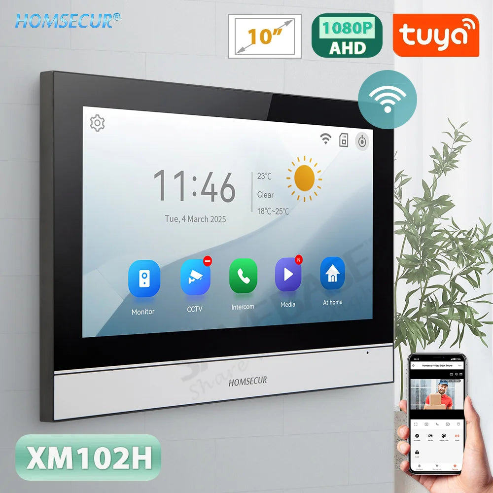Tuya WiFi Intercom Monitor 7"/10" Touch Screen 4 Wire Motion Detection for HOMSECUR HD 1080P Video Doorphone Smart Home Security