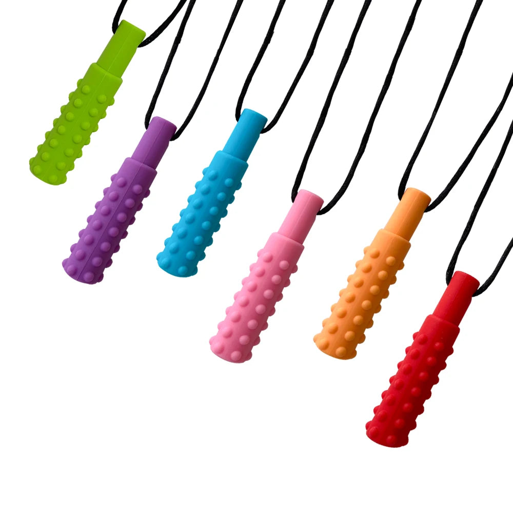 10pcs Baby Silicone Teether Kids Chew Necklace Sensory Chewy Pendant Oral Motor Toys Therapy Tools for Autism Children's Goods