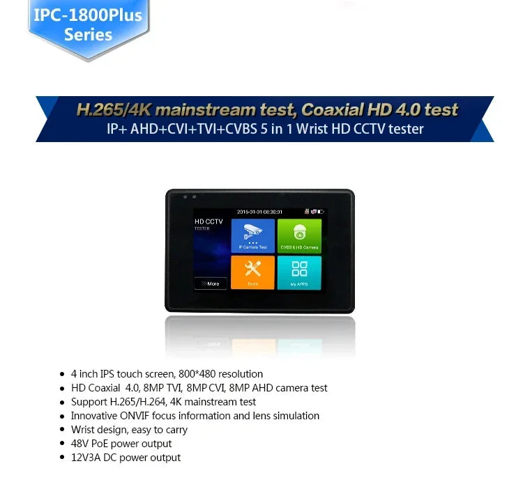 4 Inch Wrist CCTV Tools H.265 AHD CVI TVI CVBS CCTV Monitor for Analog IP Camera Tester POE Testers CFTV 4K CCTV IP Tester